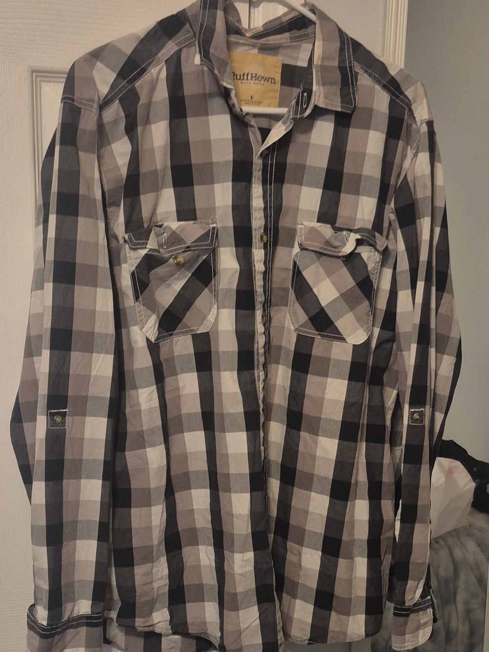Ruff Hewn Black & White Plaid Lightweight Shirt Jacket